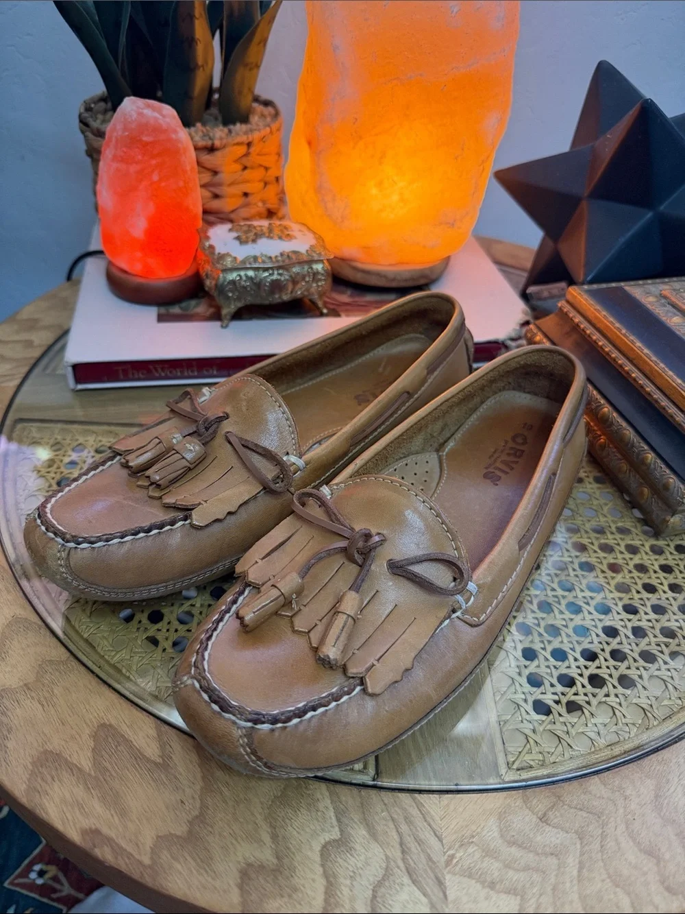 Vintage Orvis Leather Tassel Loafers Brown Kiltie Moccasins Size 10